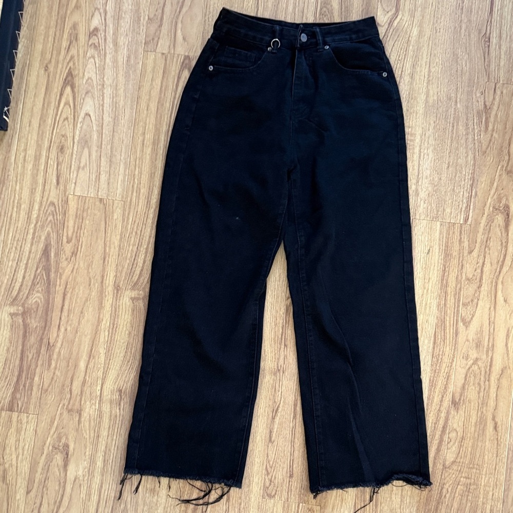 SHEIN Black Wide Leg Jeans